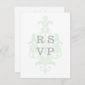 Mint Green subtle Damask Wedding UAWG Postcard Einladungspostkarte (Vorne/Hinten)