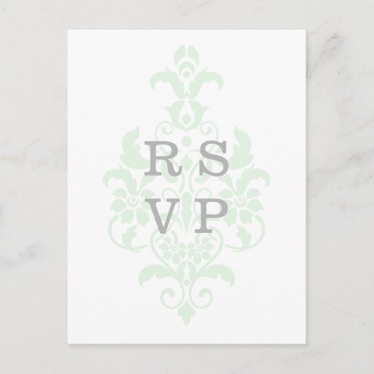 Mint Green subtle Damask Wedding UAWG Postcard Einladungspostkarte (Vorderseite)