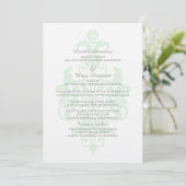 Mint Green subtle Damask Wedite Einladung (Stehend Vorderseite)