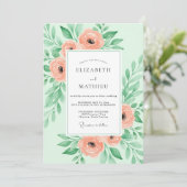 Mint Green Sumptuous Spring Wedding Einladung (Stehend Vorderseite)