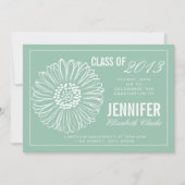 Mint Green Sun Flower Abschluss Einladung (Vorderseite)