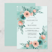 Mint Green Sunlit Summer Wedding Einladung (Vorne/Hinten)