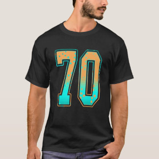 Mint Green Teal Orange Number 70 Jersey Player Uni T-Shirt