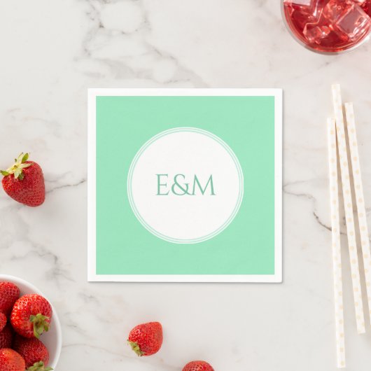 Mint Green Template Monogram Modern Elegant Serviette (Beispiel)