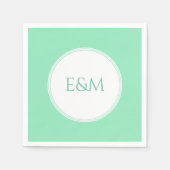 Mint Green Template Monogram Modern Elegant Serviette (Vorderseite)