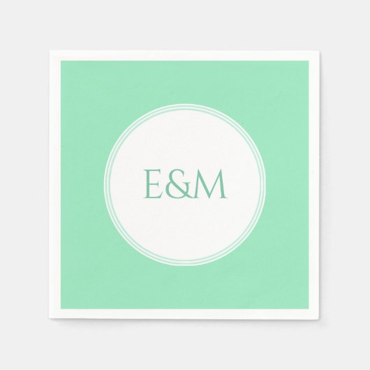 Mint Green Template Monogram Modern Elegant Serviette (Vorderseite)