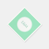 Mint Green Template Monogram Modern Elegant Serviette (Ecke)