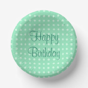 Mint Green Template Trendy Happy Geburtstag Text D Pappteller
