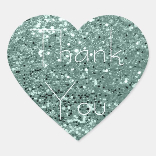 Mint Green Tiffany Glitzer Glam Danke Spark Herz-Aufkleber (Vorderseite)