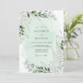 Mint Green Tranquil Fern Wedding Einladung (Stehend Vorderseite)