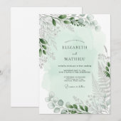 Mint Green Tranquil Fern Wedding Einladung (Vorne/Hinten)