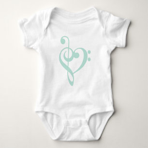 Mint Green Treble Clef & Bass Clef Herz Baby Strampler