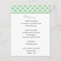 Mint Green Trellis Menu
