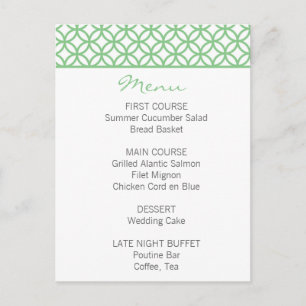 Mint Green Trellis Menu Postkarte
