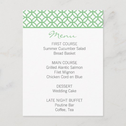 Mint Green Trellis Menu Postkarte (Vorderseite)