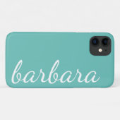 Mint Green Trendy Script Personalisiert Case-Mate iPhone Hülle (Rückseite (Horizontal))