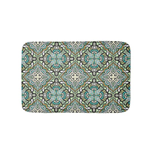 Mint Green Turquoise Tribal Art Badematte (Vorderseite)