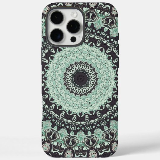 Mint Green und Charcoal Mandala Muster Case-Mate iPhone Hülle (Rückseite)