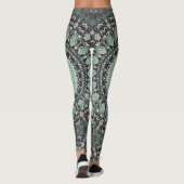 Mint Green und Charcoal Mandala Muster Leggings (Rückseite)