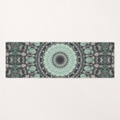 Mint Green und Charcoal Mandala Muster Yogamatte (Vorderseite (Horizontal))