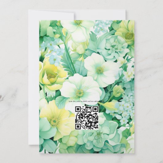 Mint Green und Eggshell Floral Summer Wedding Einladung (Rückseite)