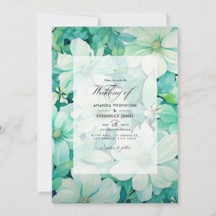 Mint Green und Eggshell Floral Summer Wedding Einladung