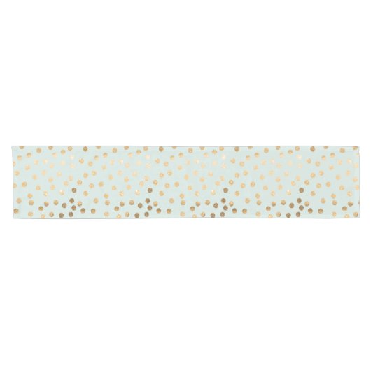 Mint Green und Gold Glitzer City Dots Table Runner Kurzer Tischläufer (Horizontal)