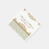 Mint Green und Gold marokkanische Hochzeit Serviette (Ecke)