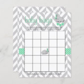 Mint Green und Gray Elephant Baby Shower Bingo (Vorne/Hinten)
