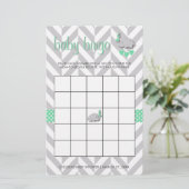 Mint Green und Gray Elephant Baby Shower Bingo Briefpapier (Stehend Vorderseite)