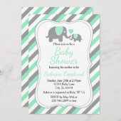 Mint Green und Gray Elephant 🐘 | Babydusche Einladung (Vorne/Hinten)