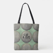 Mint Green und Gray Polka Dots Muster Tasche (Rückseite)