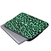Mint Green und Jade Leopard Print Pattern Laptopschutzhülle (Vorne Knopf)