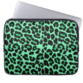 Mint Green und Jade Leopard Print Pattern Laptopschutzhülle (Vorderseite)