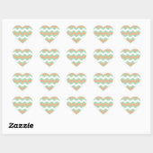 Mint Green und Peach Zigzags Herz-Aufkleber (Blatt)