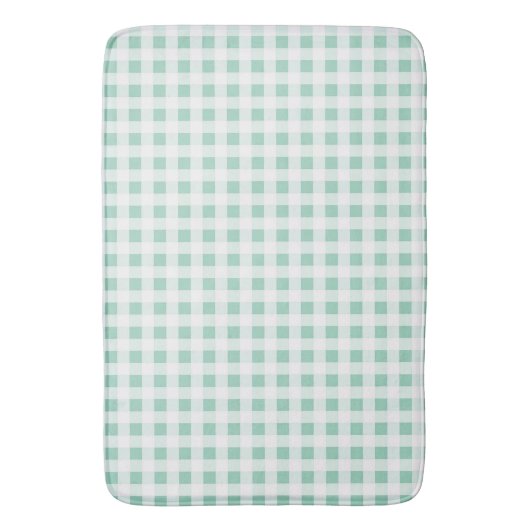Mint Green und White Gingham Badematte (Vorderseite Vertikal)