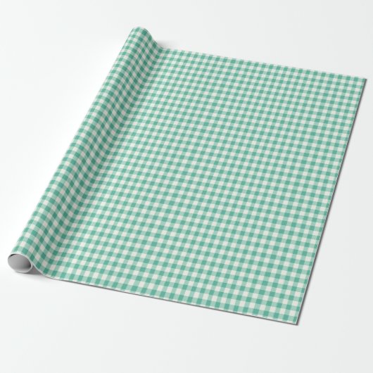 Mint Green und White Gingham Geschenkpapier (Ungerollt)