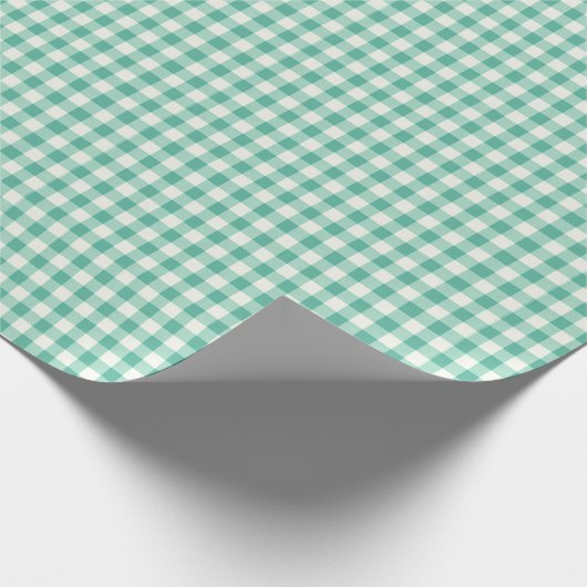Mint Green und White Gingham Geschenkpapier (Ecke)