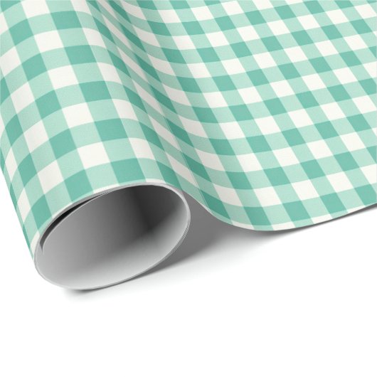 Mint Green und White Gingham Geschenkpapier (Rolleneckpunkt)