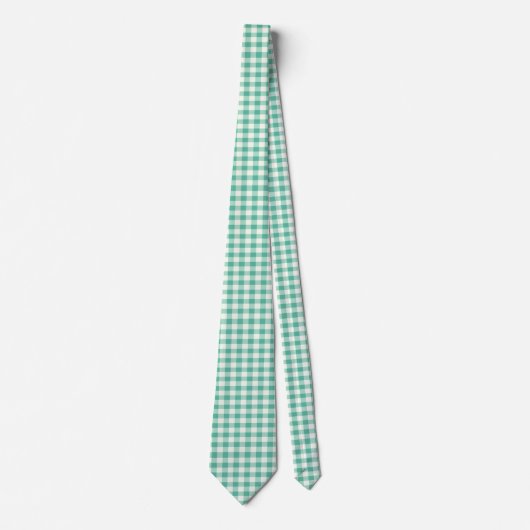 Mint Green und White Gingham Krawatte (Vorderseite)