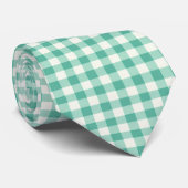 Mint Green und White Gingham Krawatte (Gerollt)