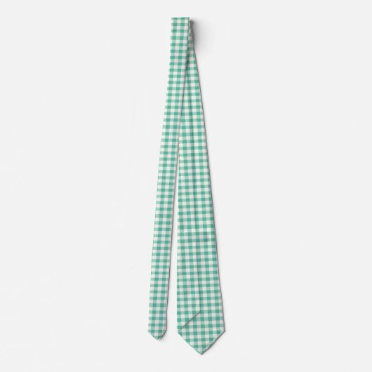 Mint Green und White Gingham Krawatte (Rückseite)