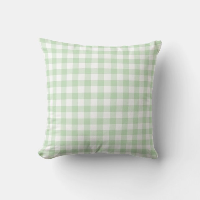 Mint Green und White Gingham Pattern Kissen (Vorderseite)