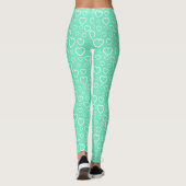 Mint Green und White Liebe Hörmuster Leggings (Rückseite)