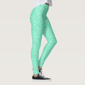 Mint Green und White Liebe Hörmuster Leggings (Rechts)
