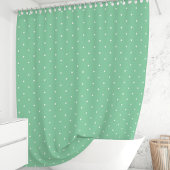Mint Green und White Polka Dots Duschvorhang