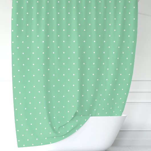 Mint Green und White Polka Dots Duschvorhang