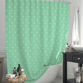 Mint Green und White Polka Dots Duschvorhang