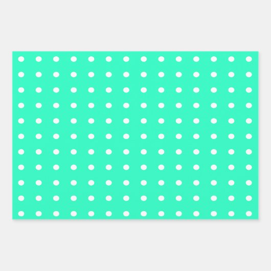 Mint Green und White Polka Dots Geschenkpapier Set (Vorderseite 3)