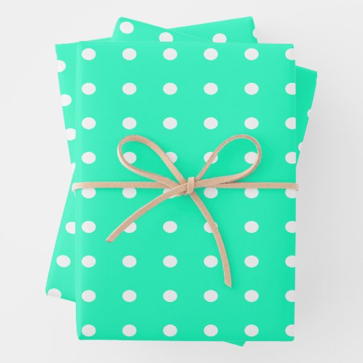 Mint Green und White Polka Dots Geschenkpapier Set (Beispiel)